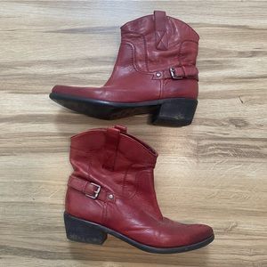 Franco Sarto Waco red western leather boots booties 7.5